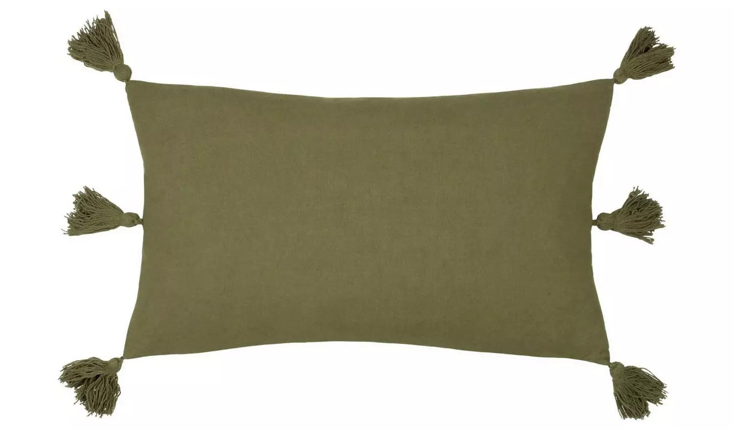 Yard Folis Tasselled Trim Cushion - Khaki - 50x30cm