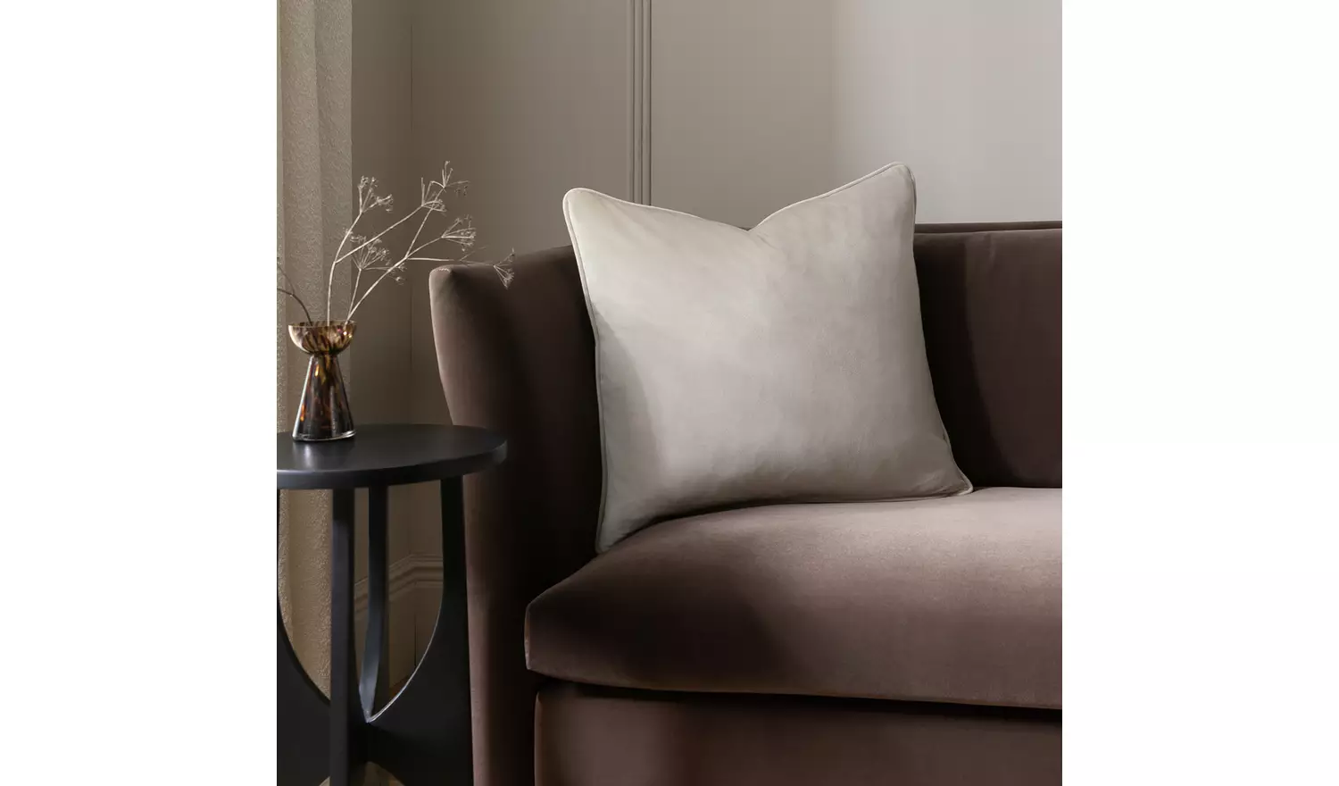 Habitat Velvet Cushion - Champagne - 55x55cm