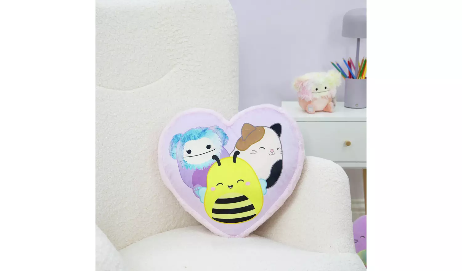 Squishmallows Heart Shaped Cushion - Lavender - 34x30cm