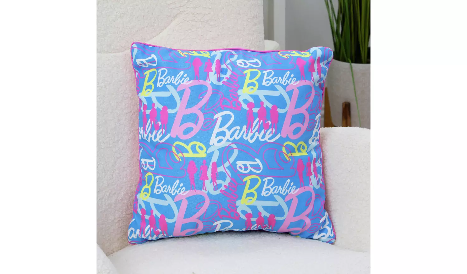 Barbie Figures Printed Cushion - Pink - 40X40cm