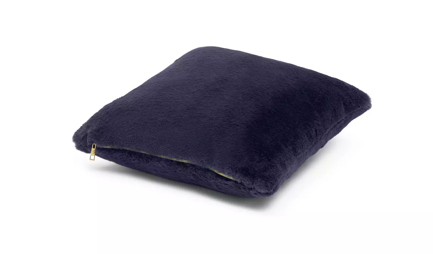 Habitat Plain Faux Fur Cushion - Navy - 43x43cm
