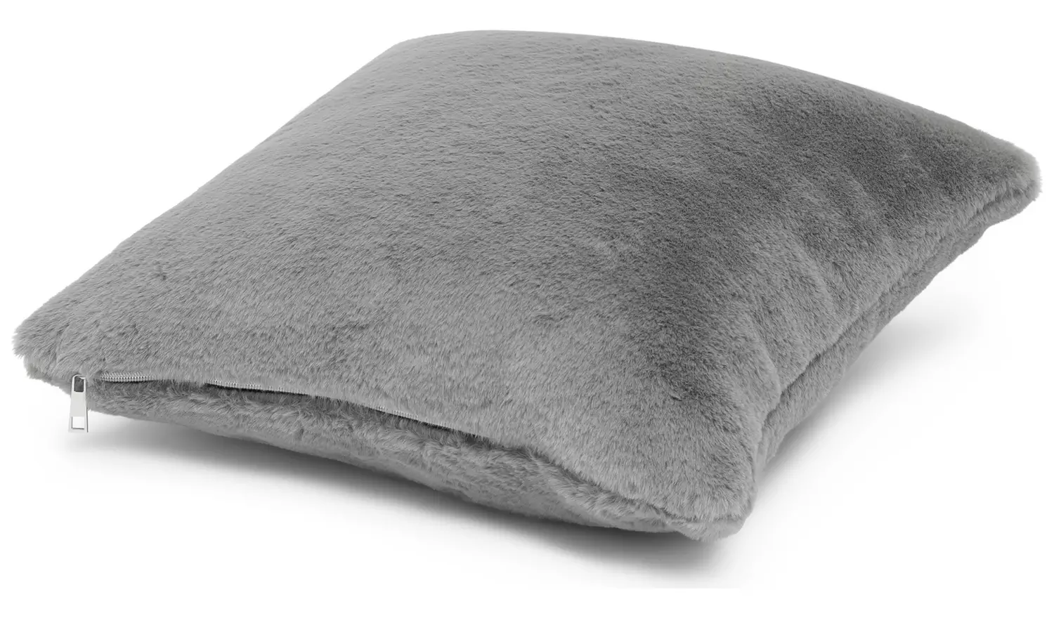 Habitat Plain Faux Fur Cushion - Grey - 43x43cm