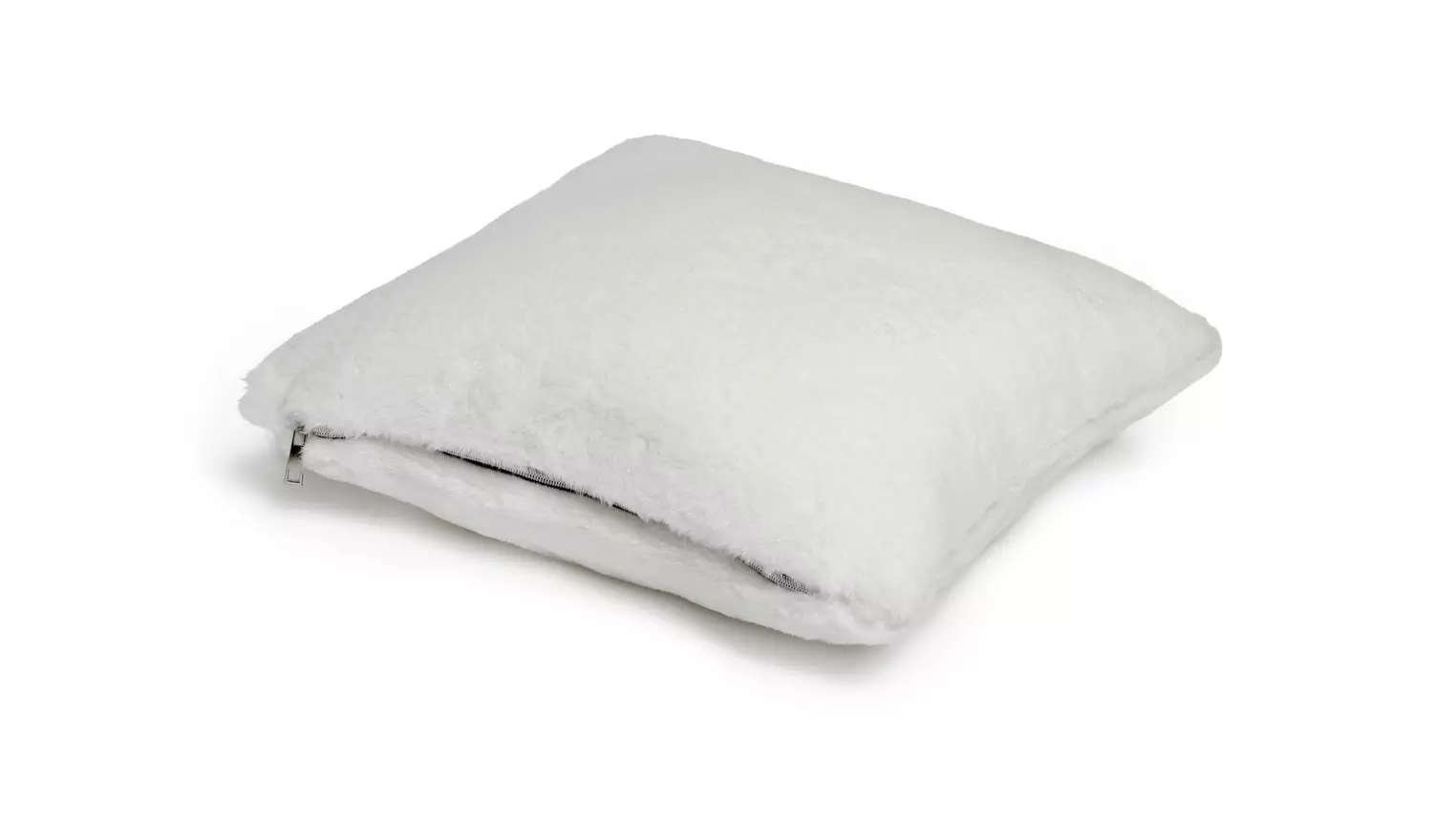 Habitat Plain Faux Fur Cushion - Cream - 43x43cm