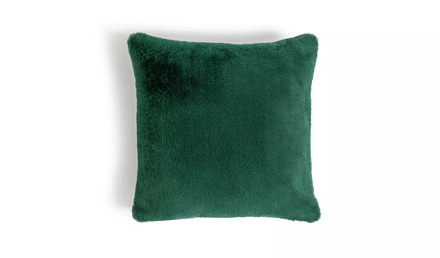 Habitat Plain Faux Fur Cushion - Emerald Green - 43x43cm