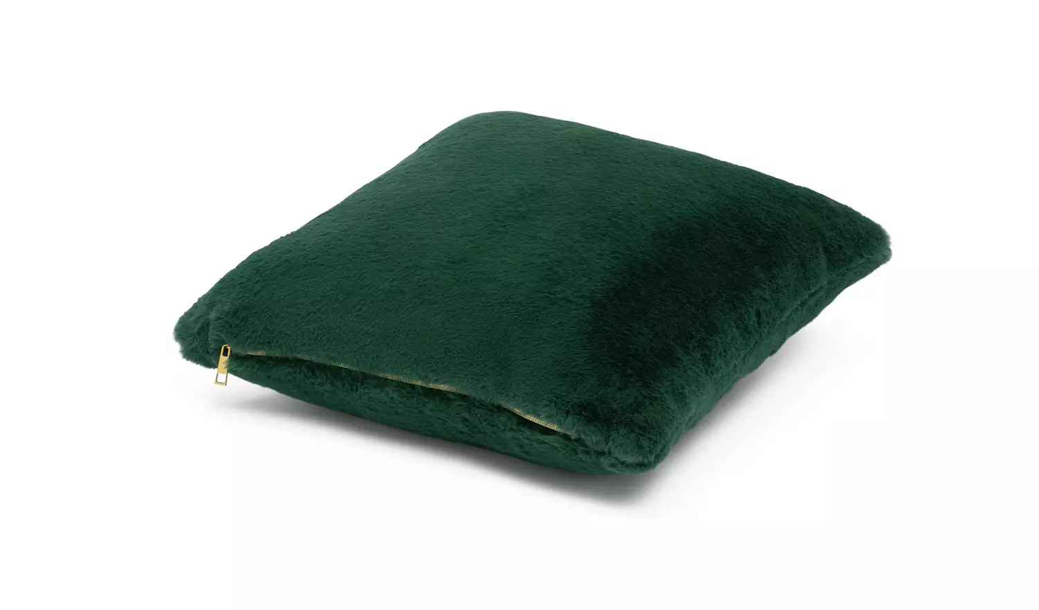 Habitat Plain Faux Fur Cushion - Emerald Green - 43x43cm
