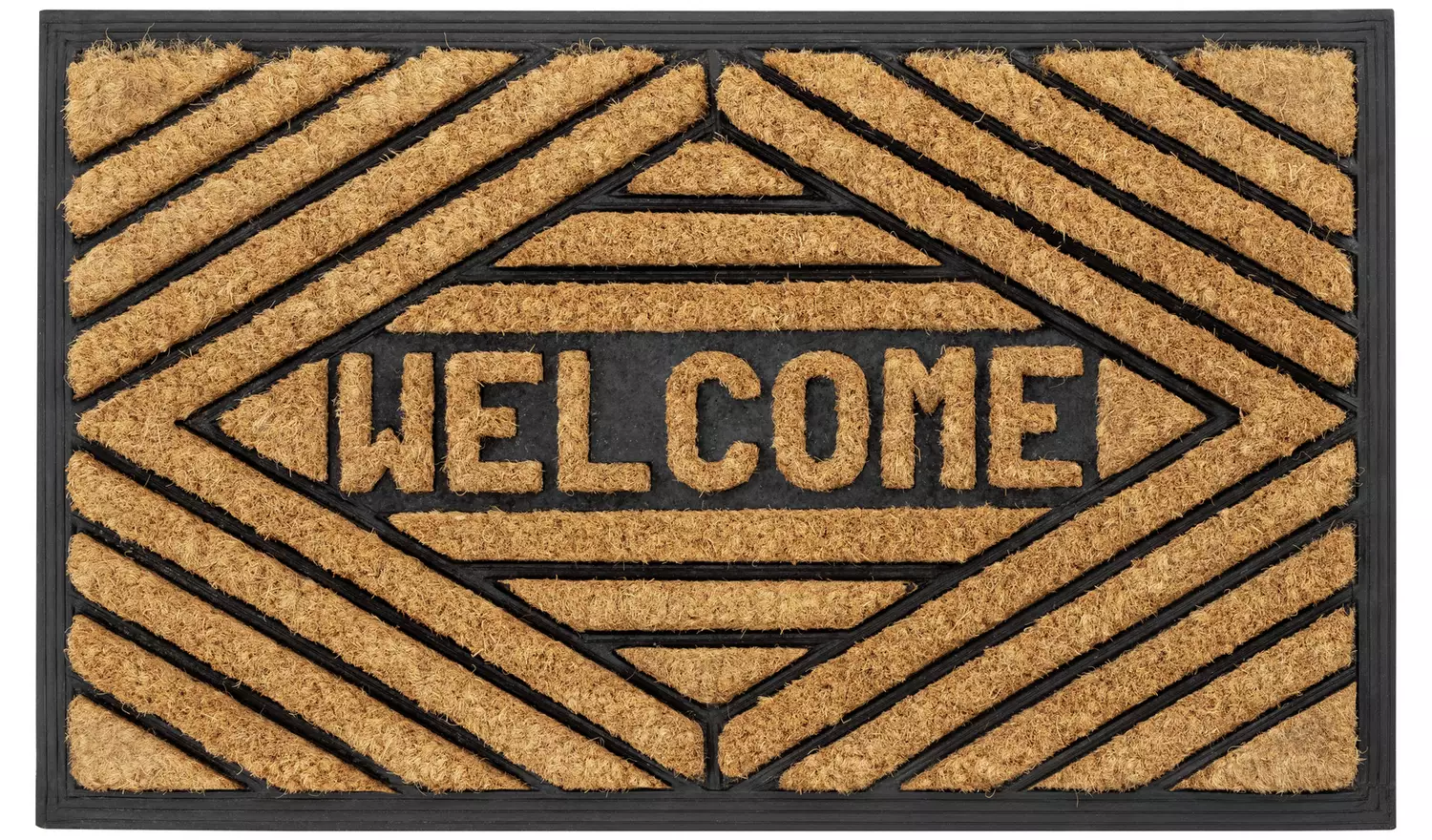 Argos Home Welcome Natural & Black Short Pile Doormat