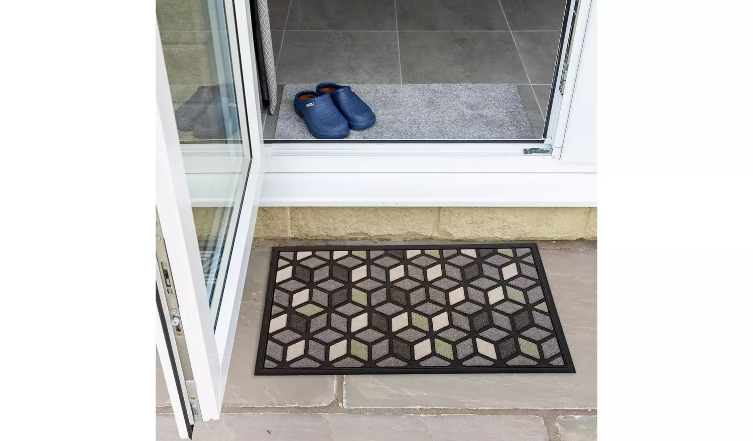 Mighty Mats Scrape & Sorb Geometric Black Cut Pile Doormat