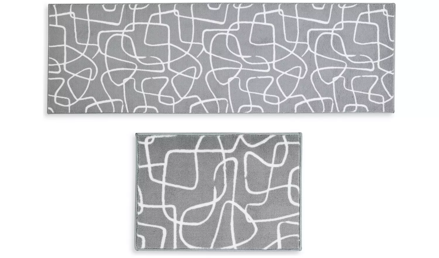 Habitat Scribble Washable Grey Runner & Mat Set - 180x57cm