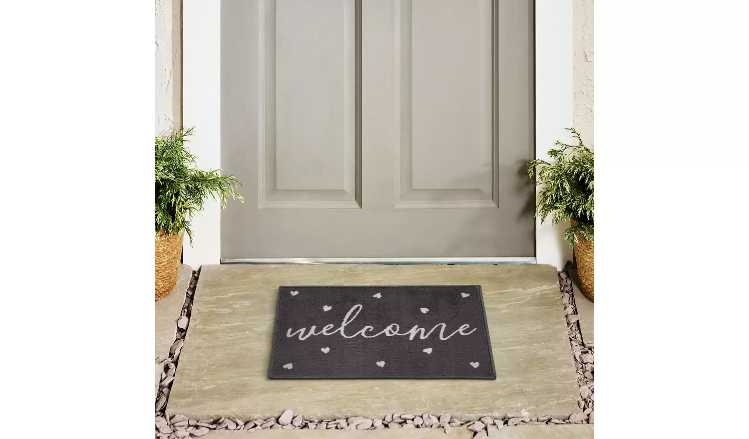 Argos Home Ditsy Heart Washable Cut Pile Doormat - 57x40cm