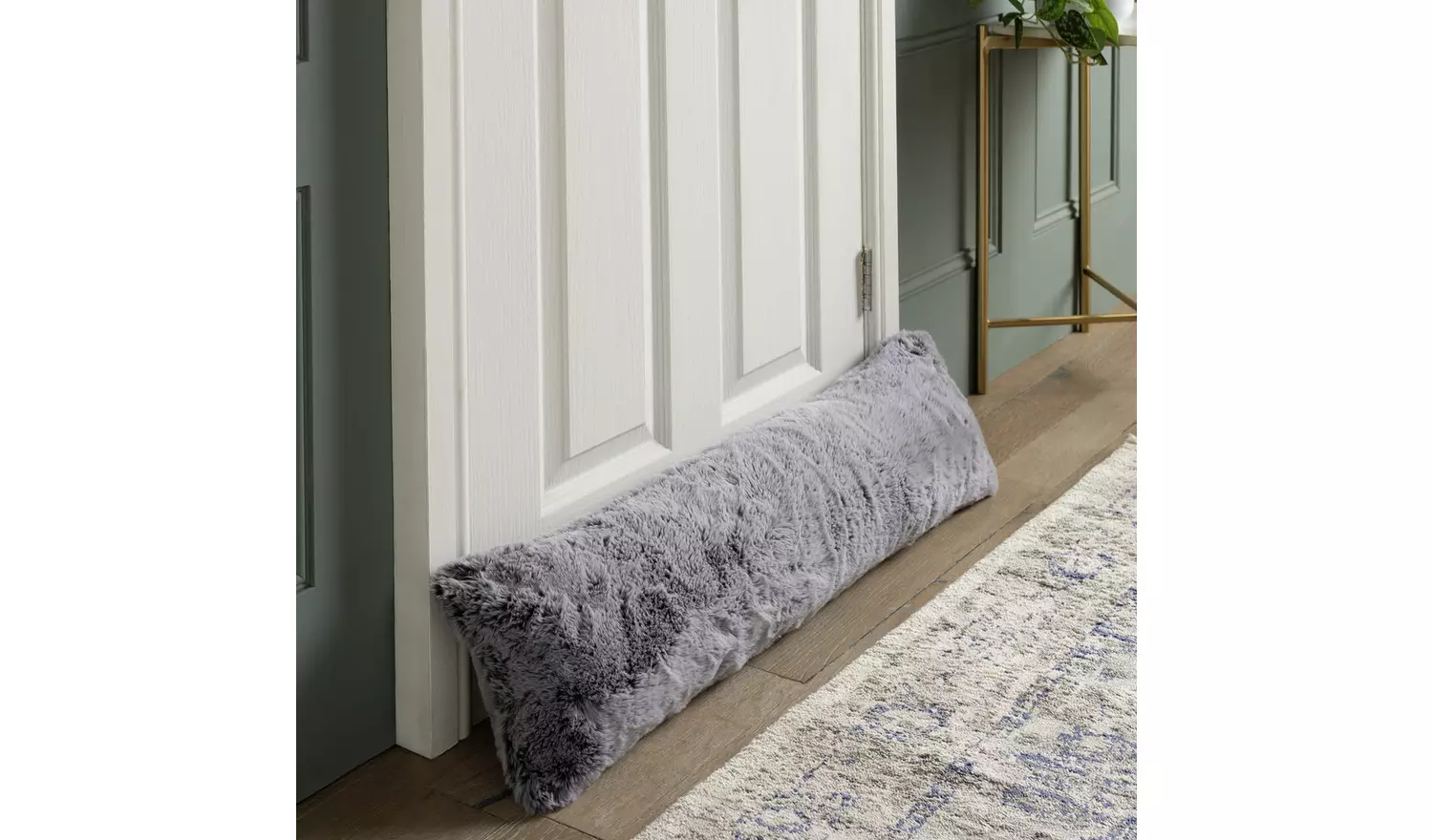 Habitat Faux Fur Tipped Draught Excluder - Grey