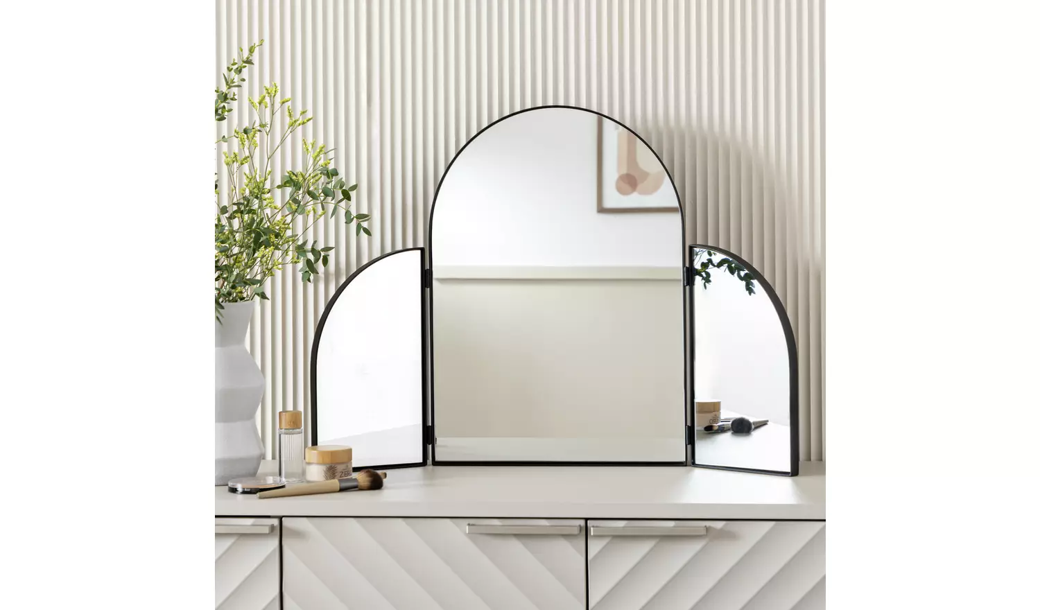 Habitat Black Folding Arch Dressing Table Mirror - 70x50cm