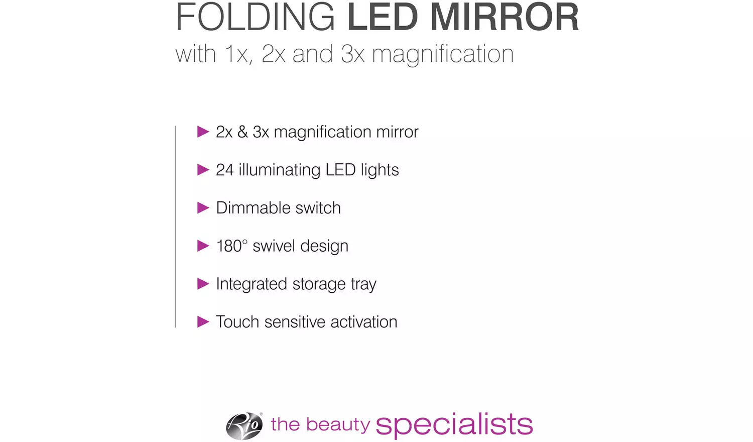 Rio 24 LED Folding Mirror - White