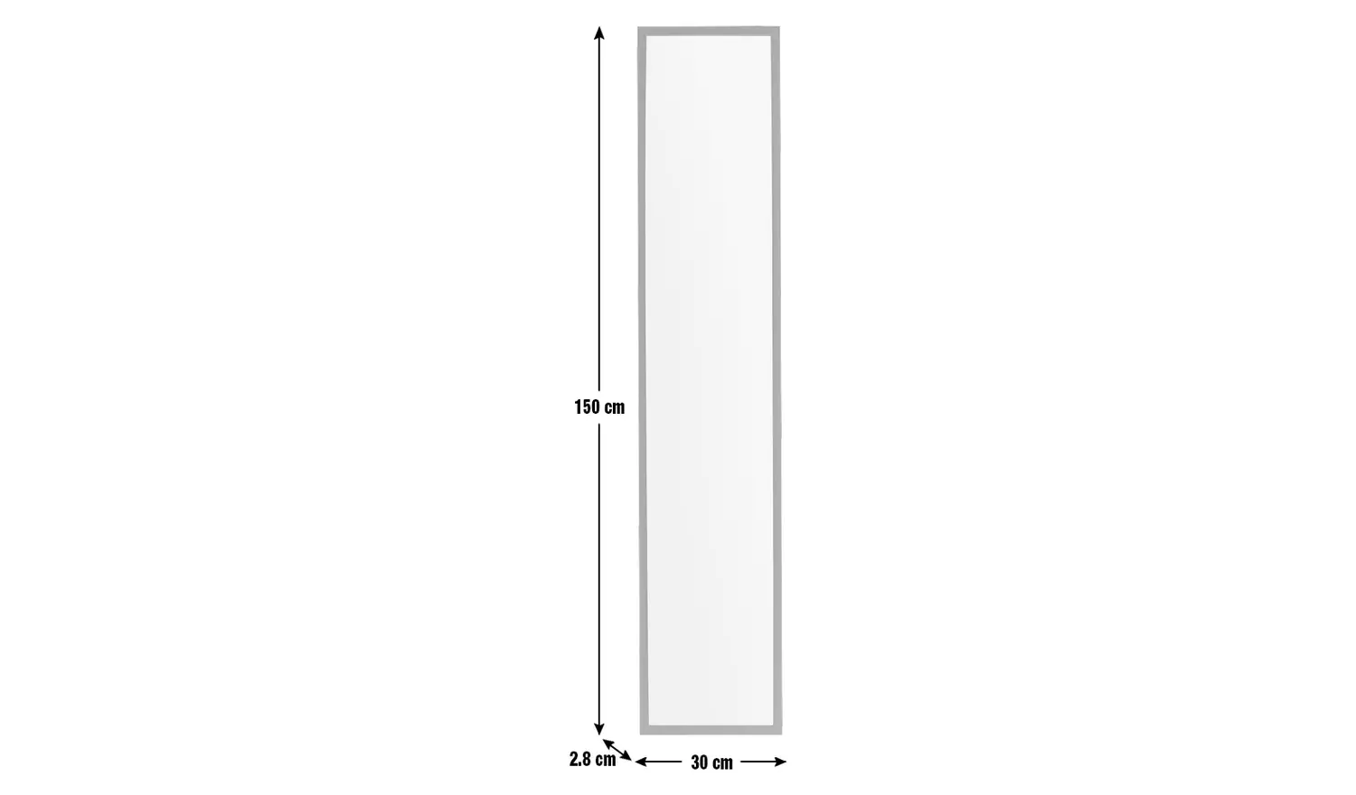 Home Essentials Black Free Standing Cheval Mirror - 150x30cm