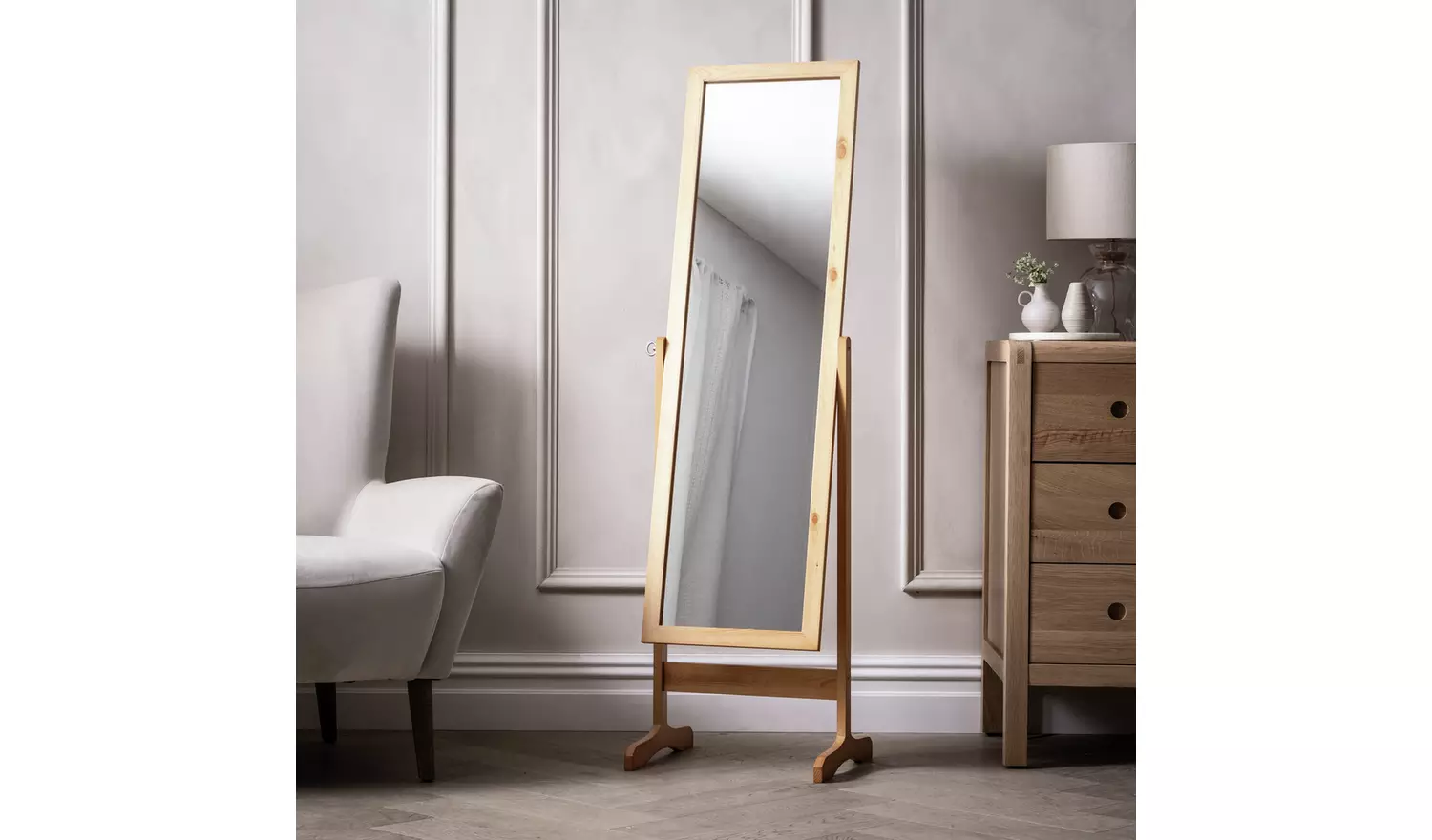 Argos Home Oak Free Standing Cheval Mirror - 146x41cm