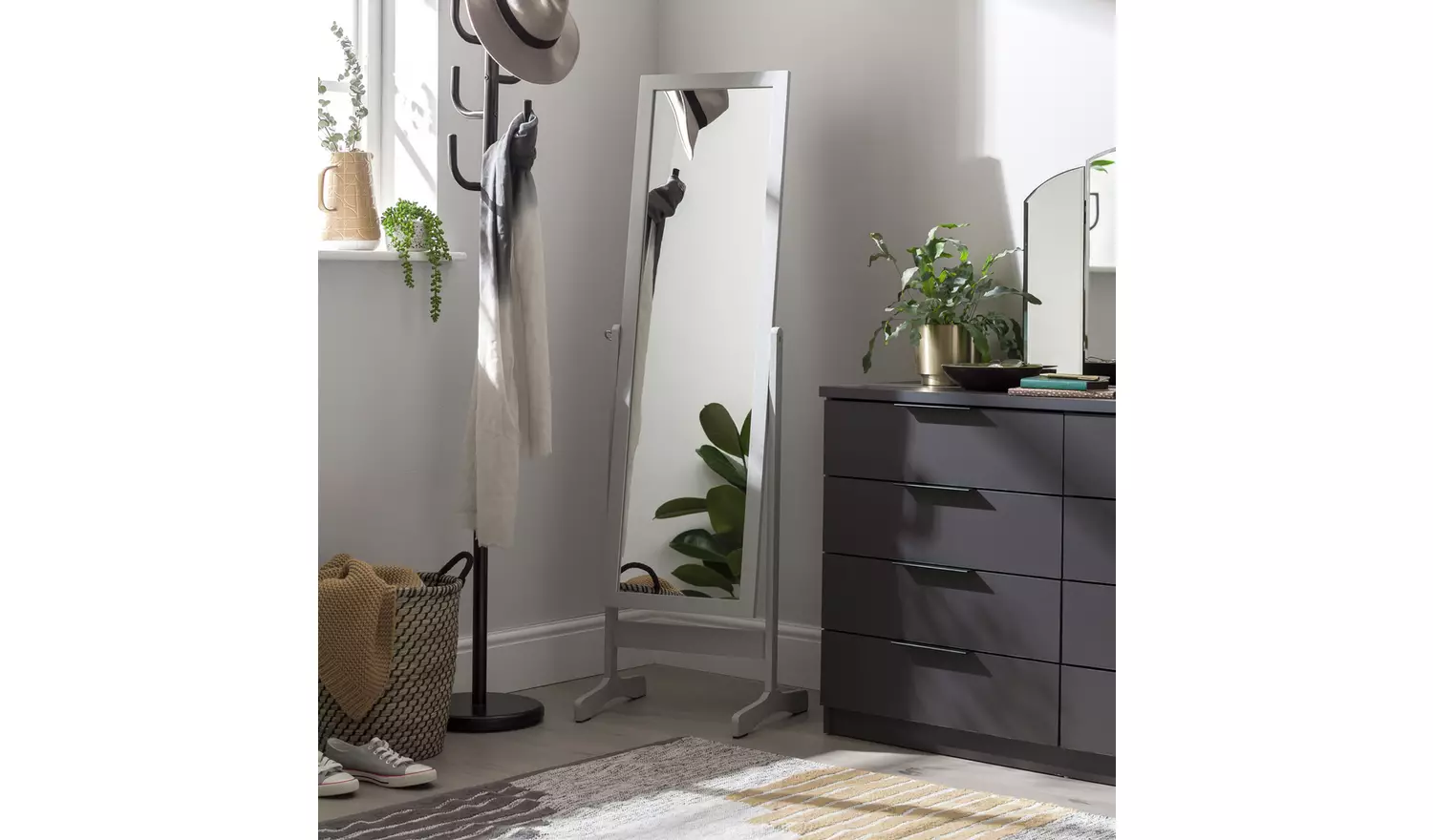 Argos Home Grey Free Standing Cheval Mirror - 146x41cm