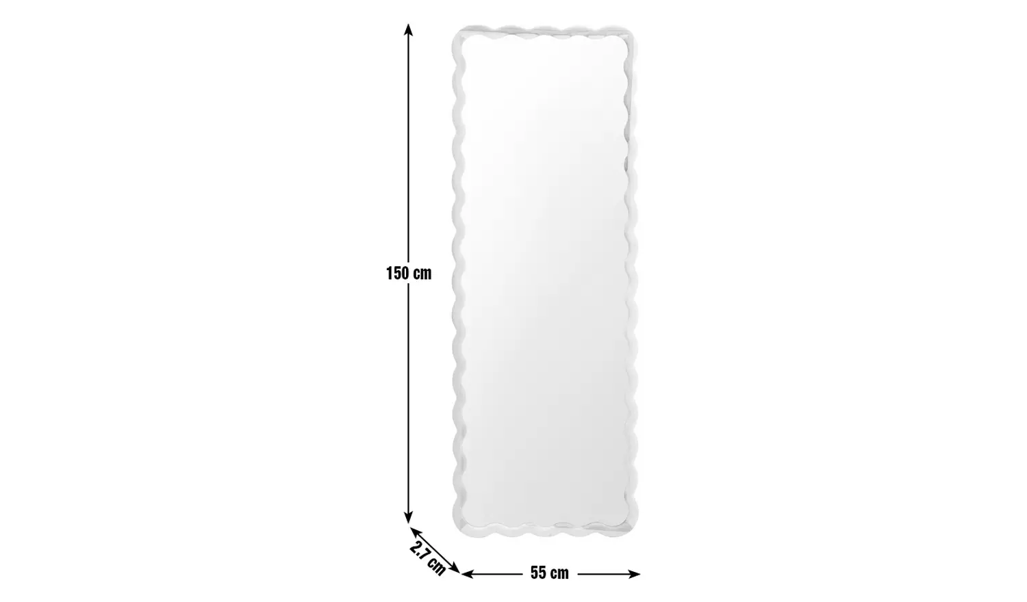 Habitat Solid Ash Full Length Wavy Wall Mirror -150x55cm