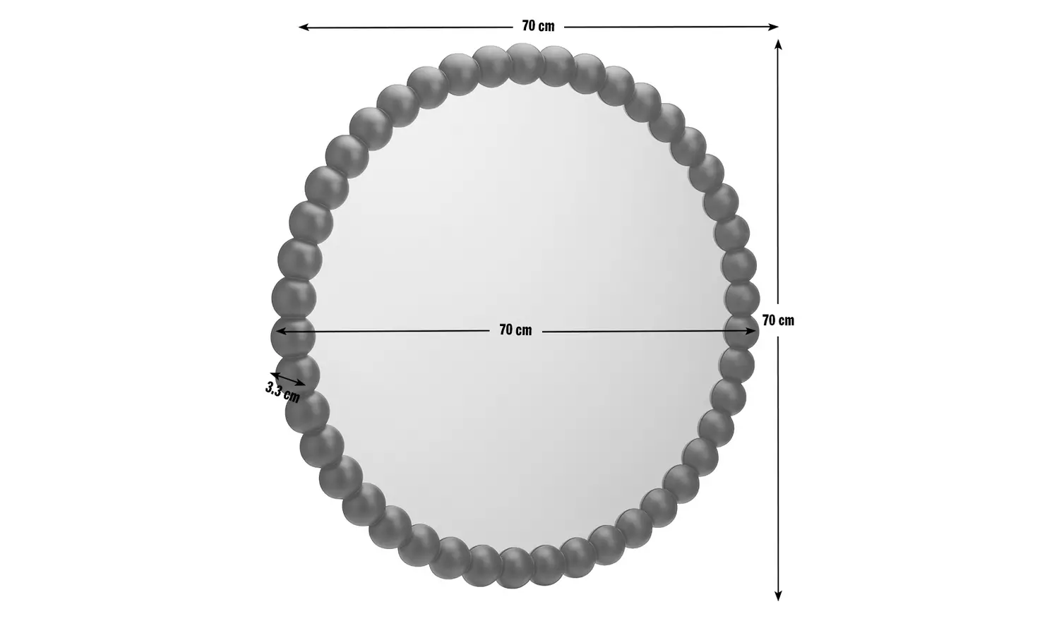 Habitat Black Beaded Round Wall Mirror - 70x70cm