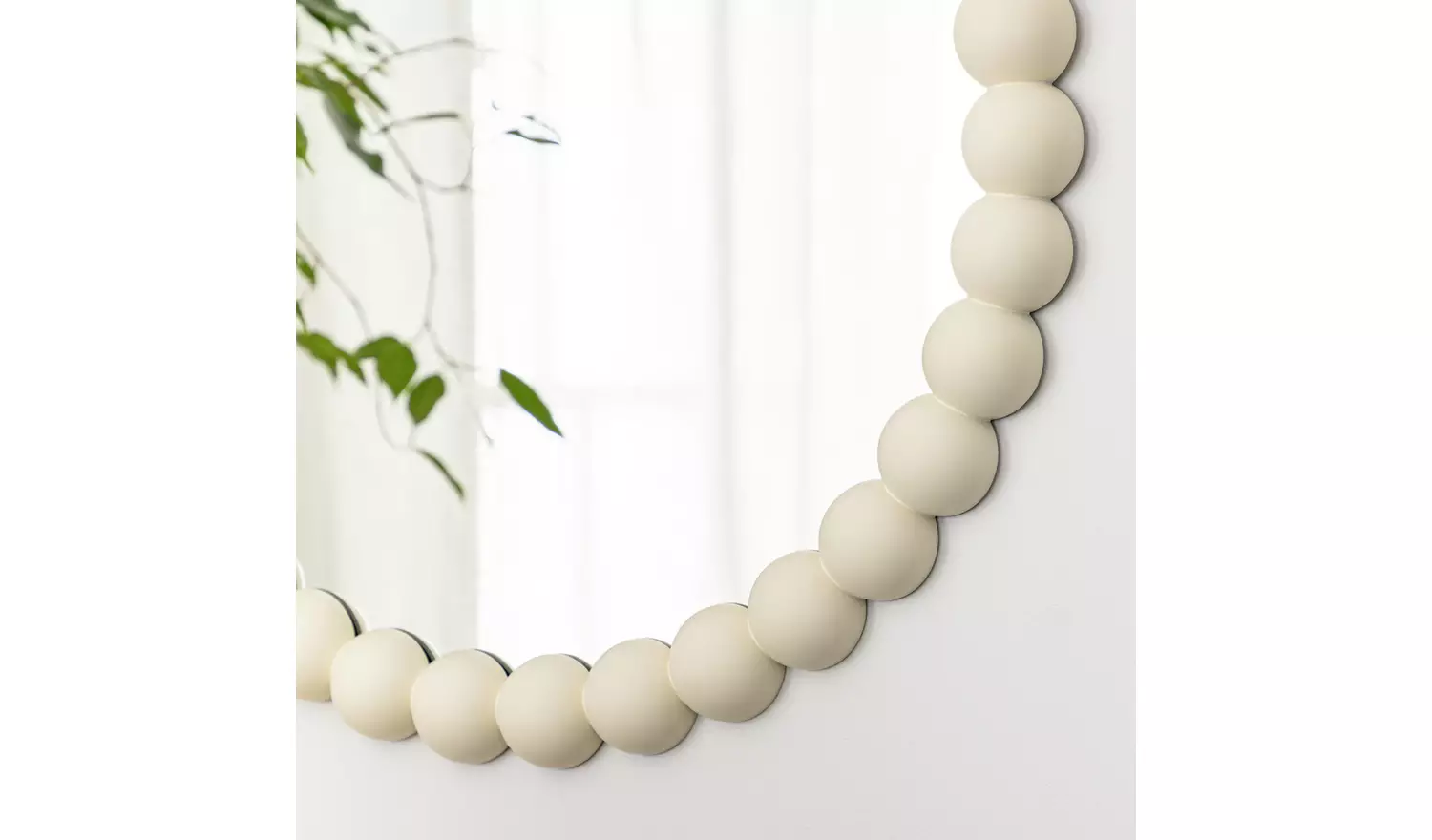 Habitat White Beaded Round Wall Mirror - 50x50cm