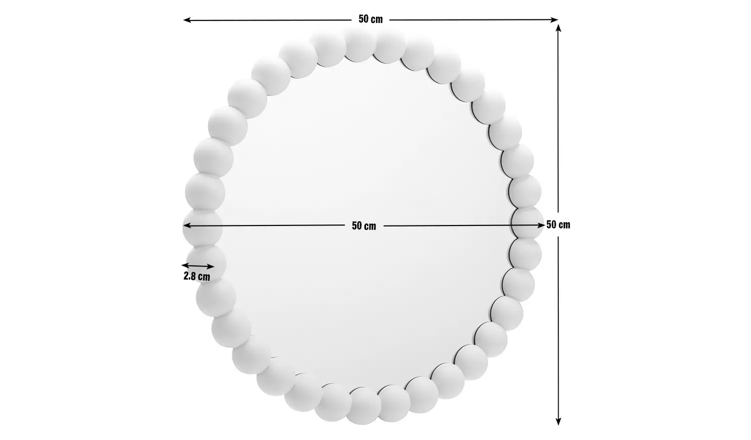 Habitat White Beaded Round Wall Mirror - 50x50cm