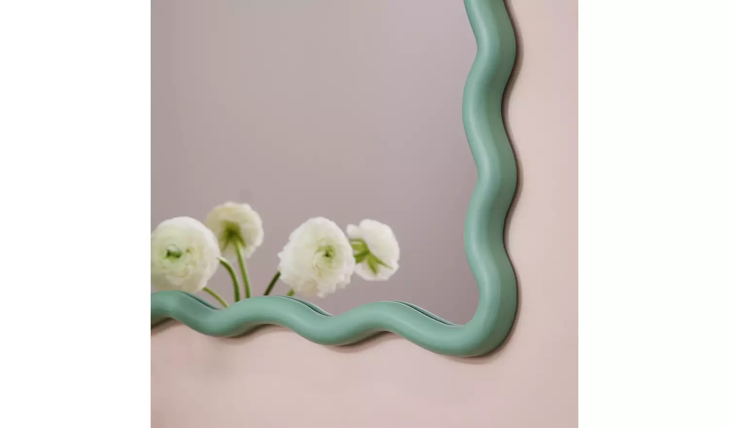 Habitat Green Wavy Wall Mirror - 60x57cm