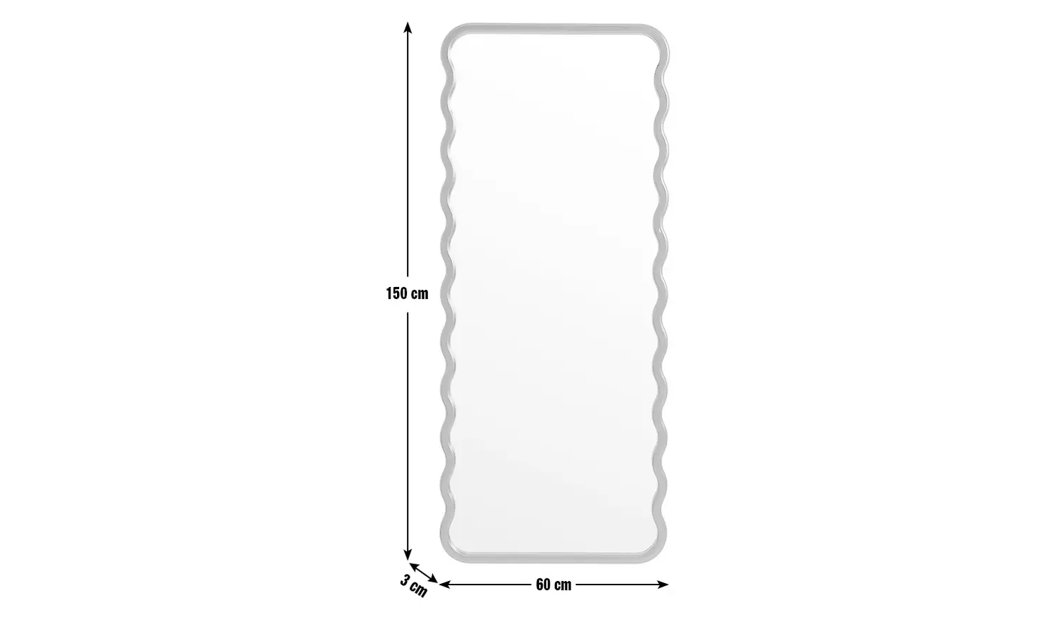 Habitat Black Wiggle Full Length Wall Mirror - 60x150cm