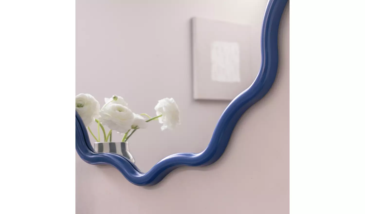 Habitat Blue Wavy Round Wall Mirror - 72x72cm