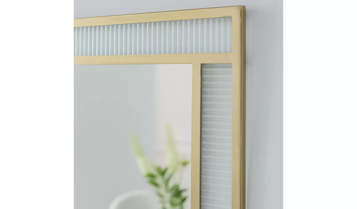 Habitat Glass & Brass Ribbed Square Wall Mirror - 60x60cm