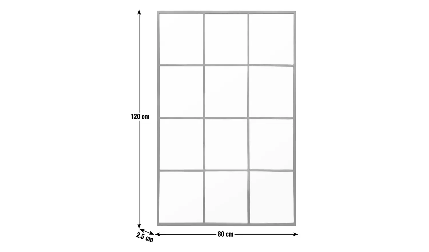 Habitat Black Window Wall Mirror - 120x80cm