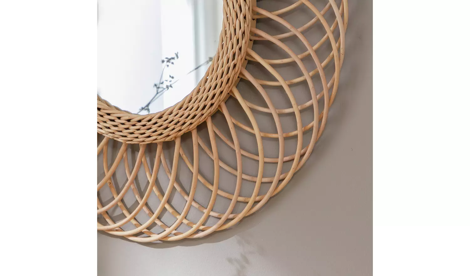 Habitat Rattan Round Wall Mirror - 55x55cm