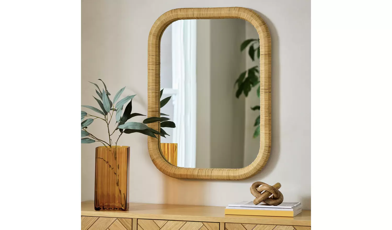 Habitat Rattan Wall Mirror - 80x60cm