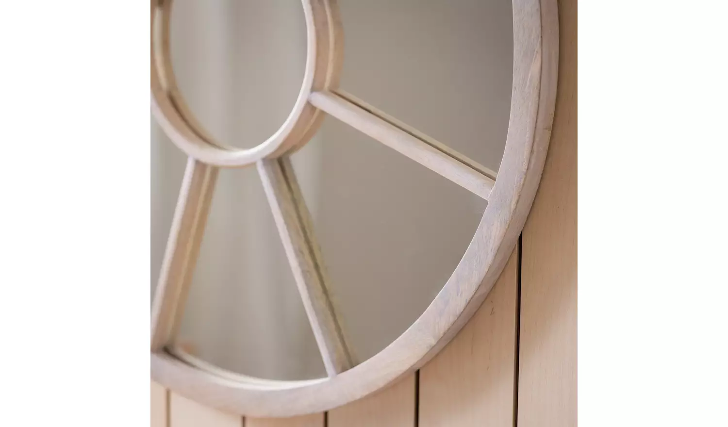 Habitat White Wood Stain Window Round Wall Mirror - 70x70cm