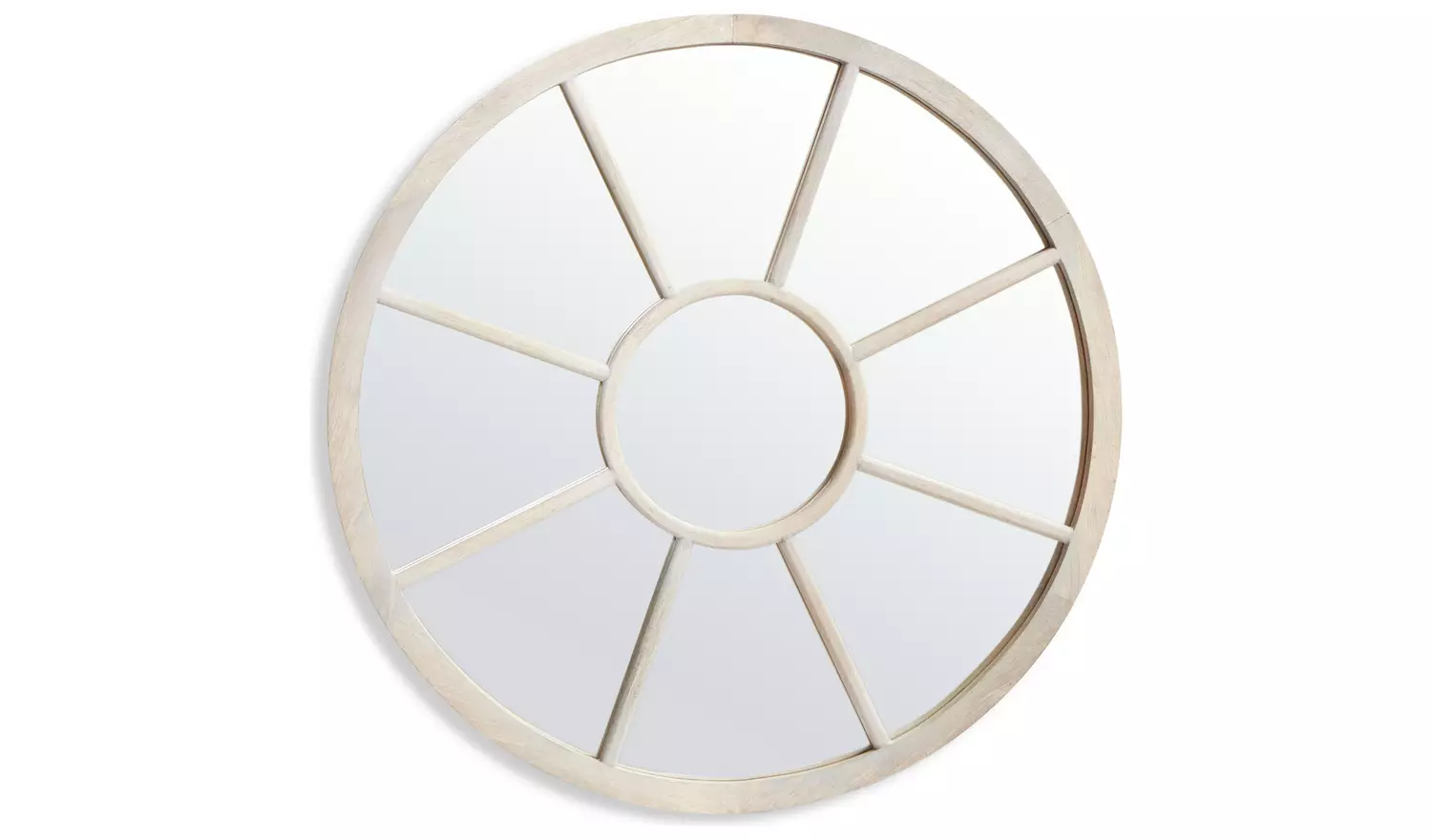 Habitat White Wood Stain Window Round Wall Mirror - 70x70cm