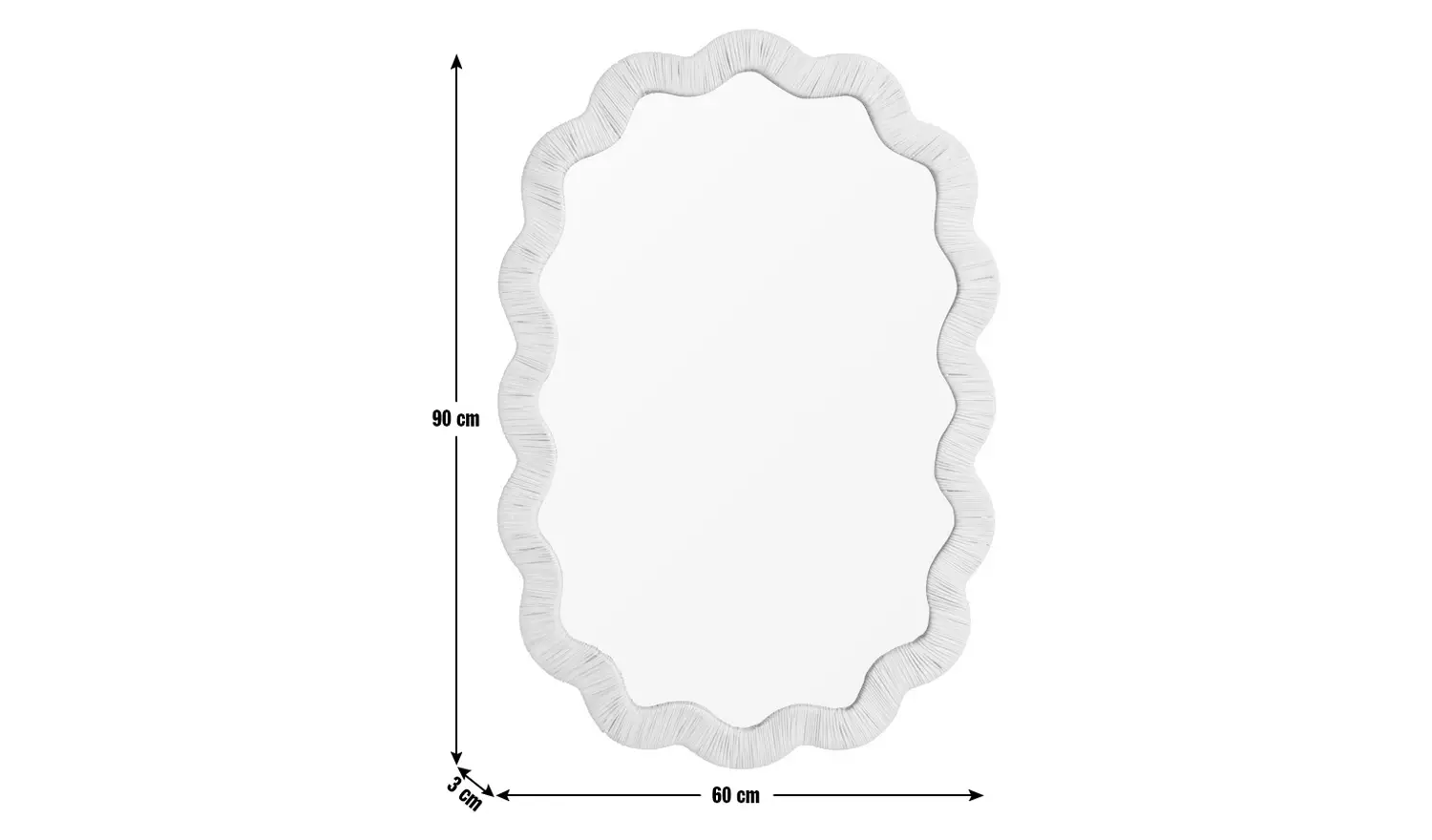 Habitat Rattan Wavy Wall Mirror - 90x60cm