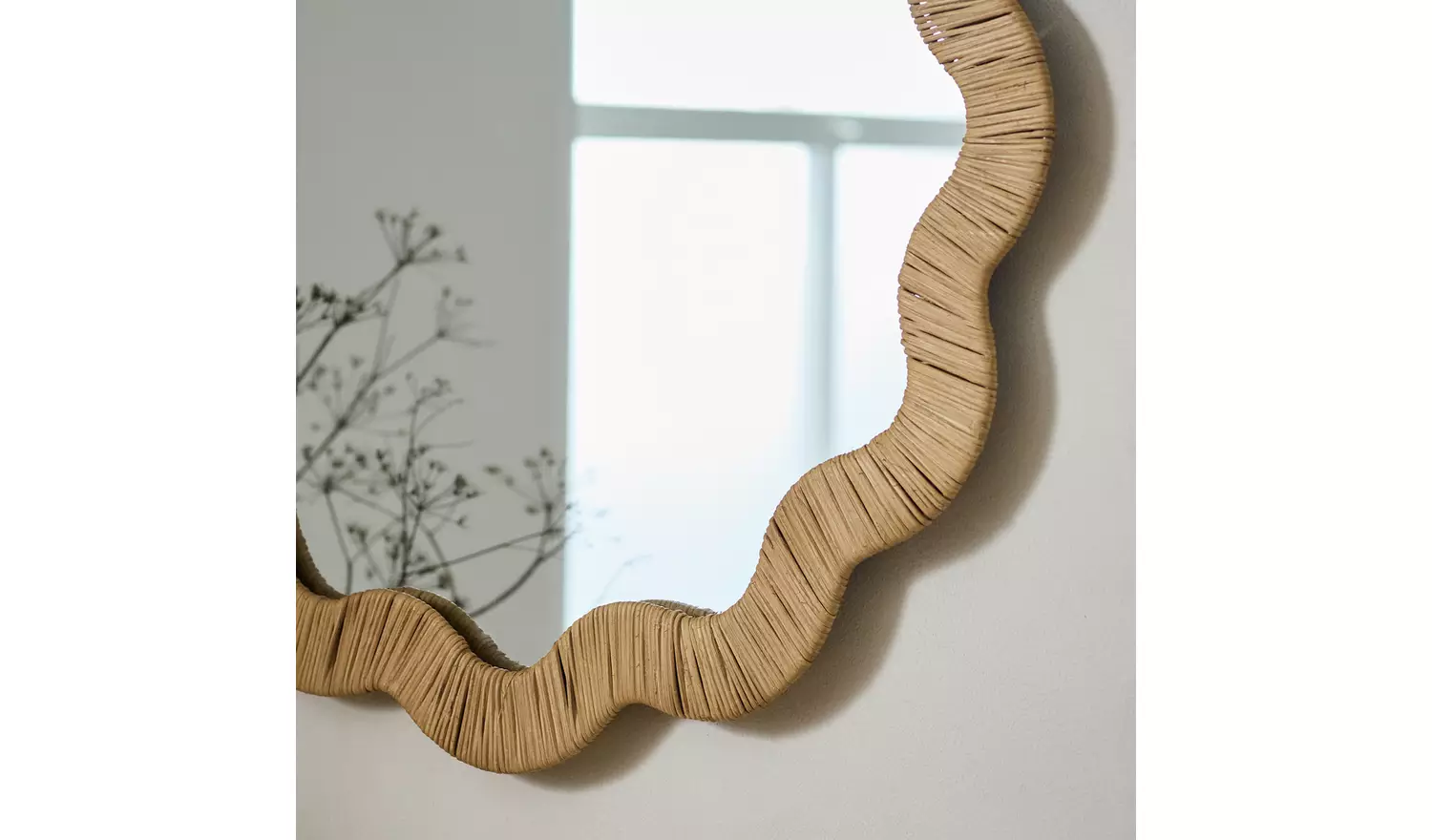 Habitat Rattan Round Wavy Wall Mirror - 60x60cm