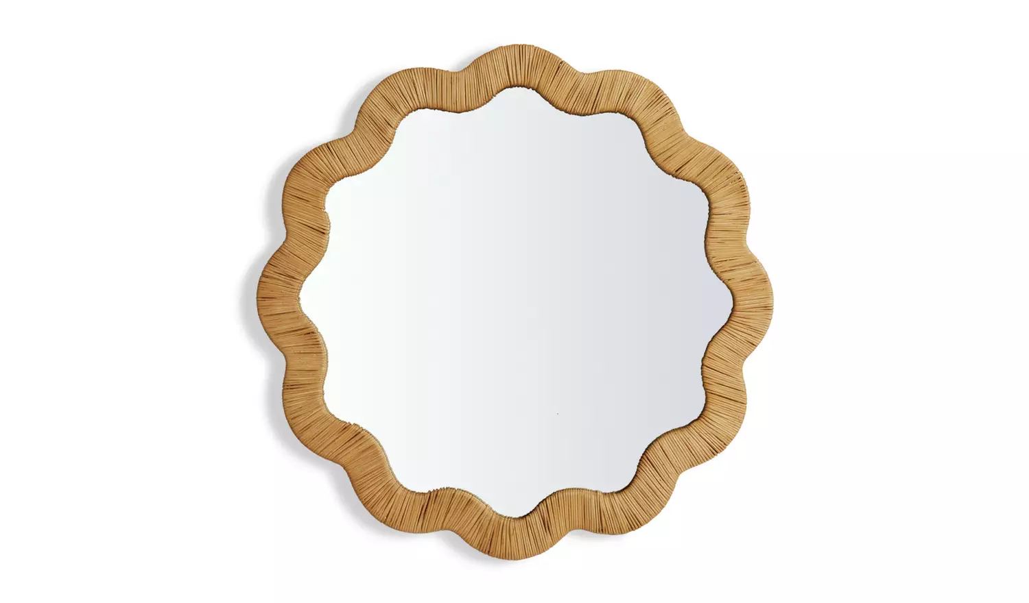 Habitat Rattan Round Wavy Wall Mirror - 60x60cm