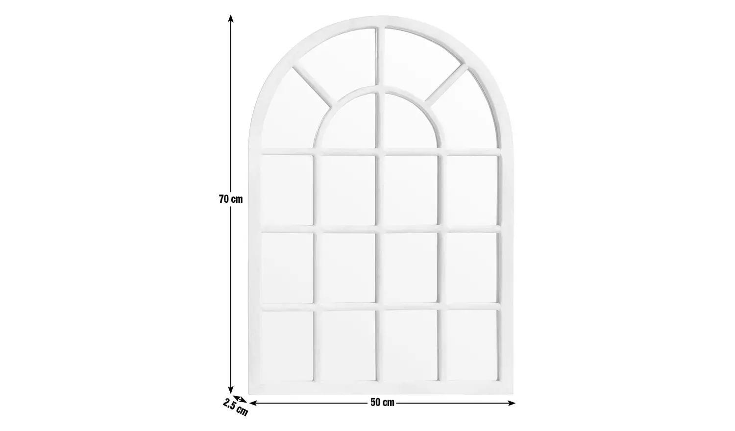 Habitat White Window Arch Wall Mirror - 70x50cm