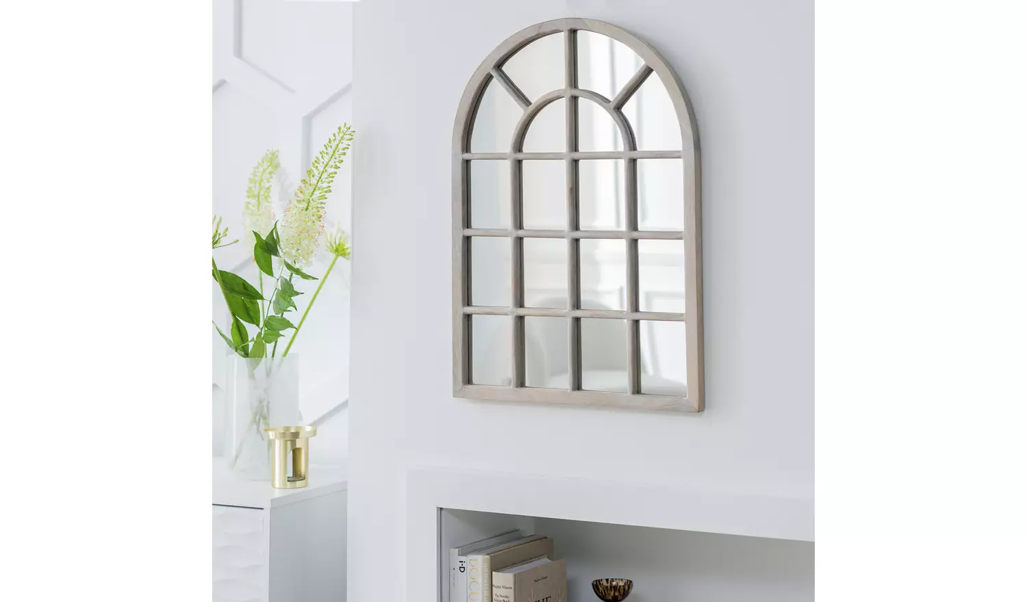 Habitat White Window Arch Wall Mirror - 70x50cm
