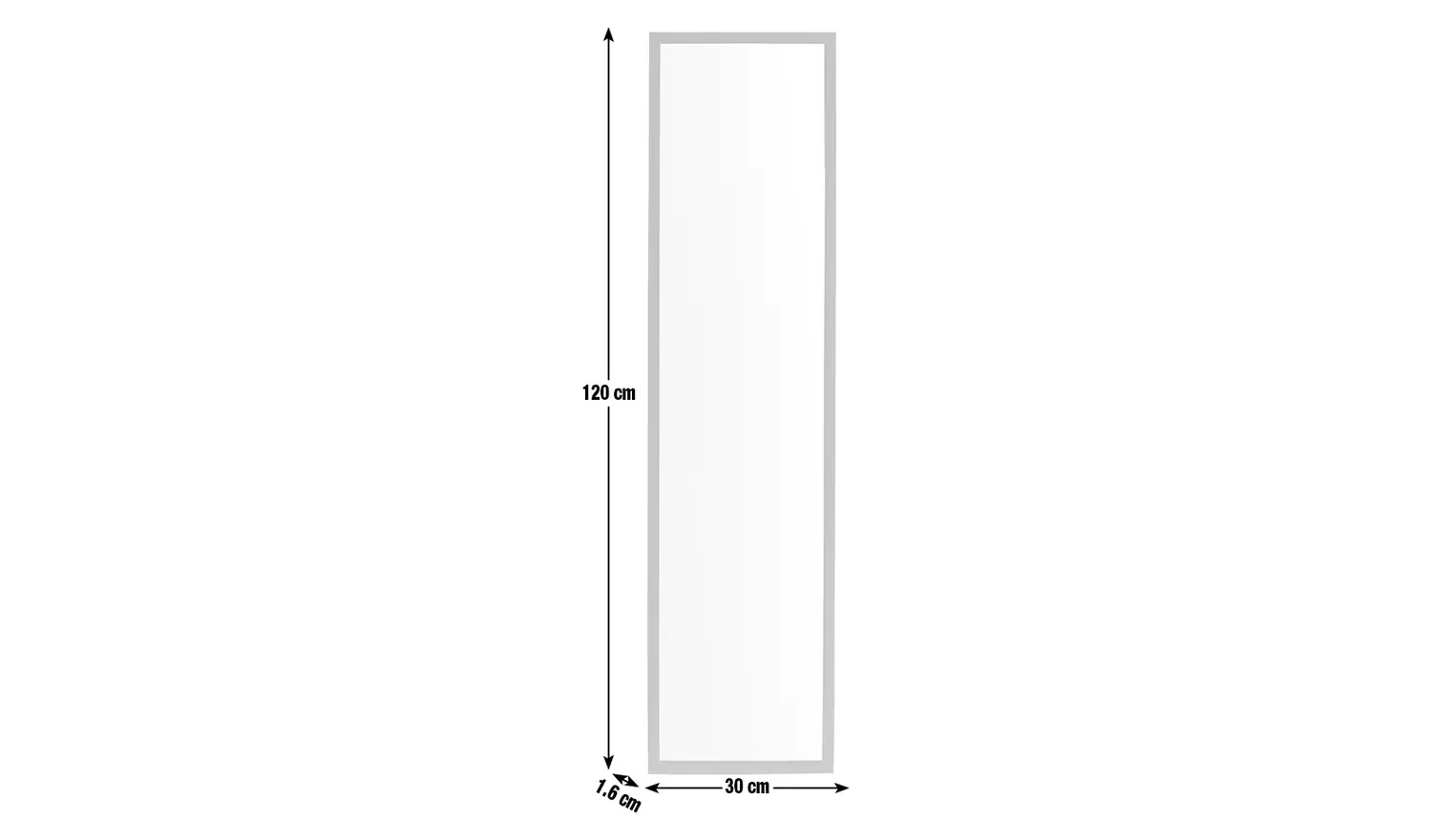 Home Essentials Black Full Length Wall Mirror - 120x30cm
