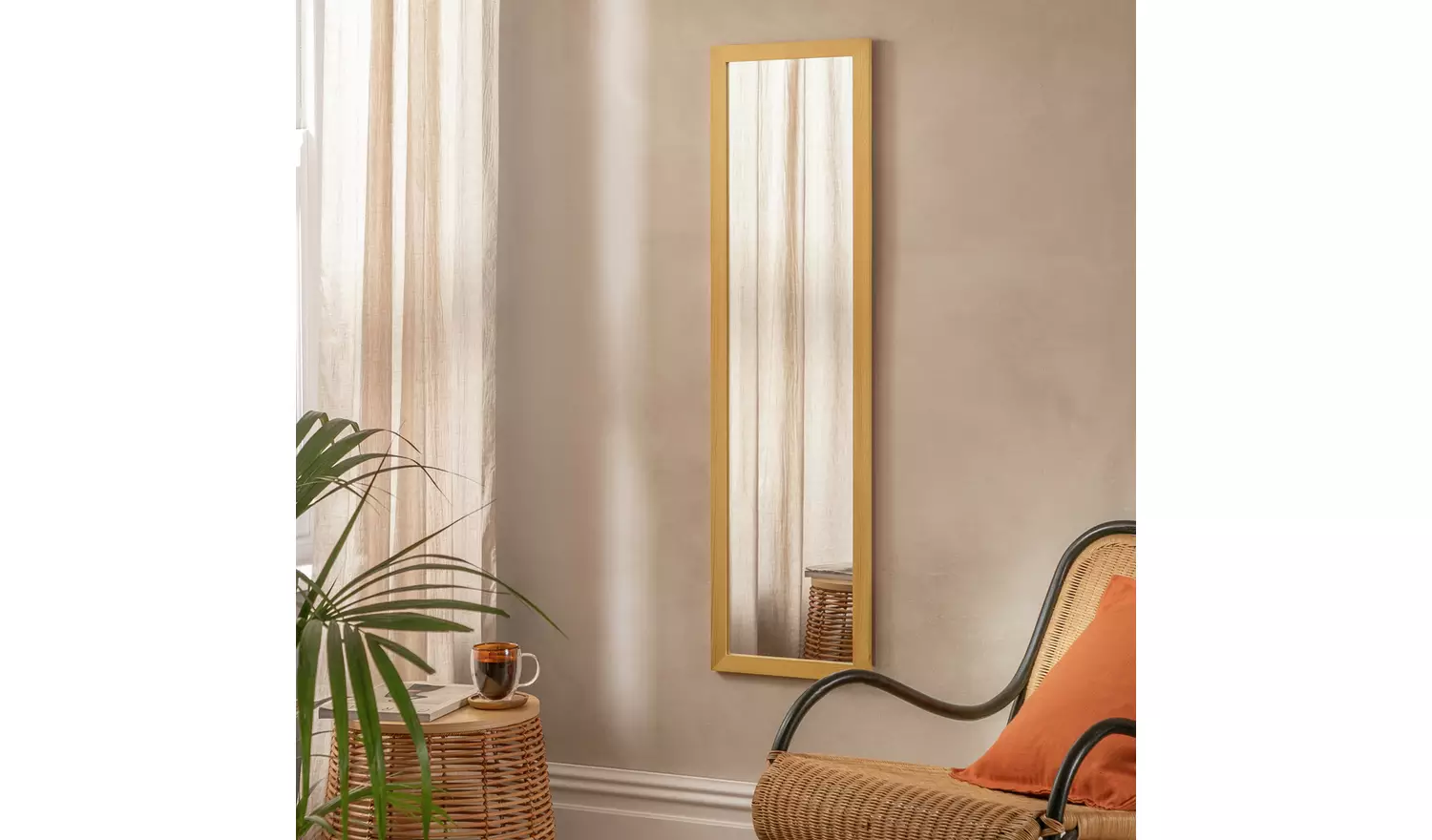 Argos Home Oak Effect Full Length Wall Mirror - 126x36cm
