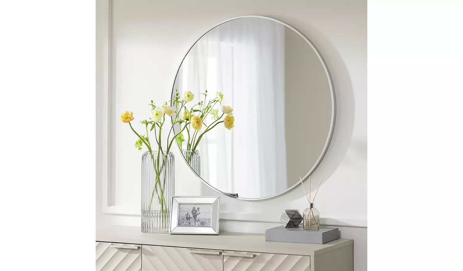 Habitat Silver Round Wall Mirror - 80x80cm