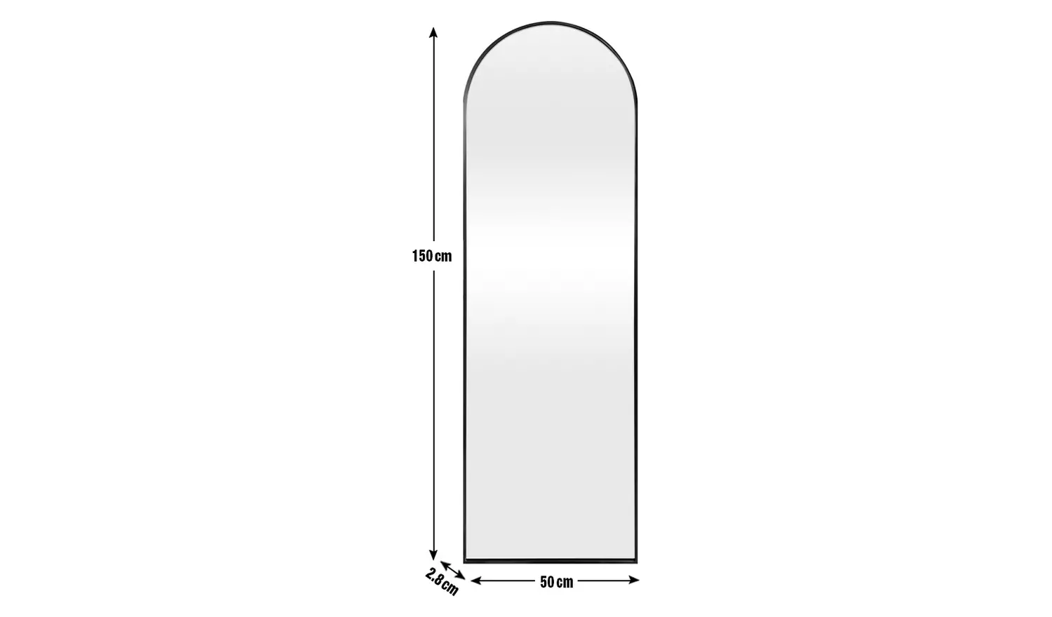 Habitat Black Full Length Arch Wall Mirror - 150x50cm