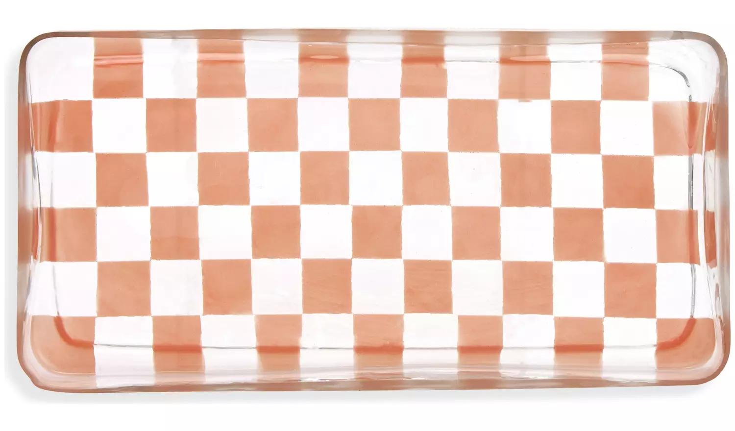 Habitat Checkered Glass Trinket Tray - Pink