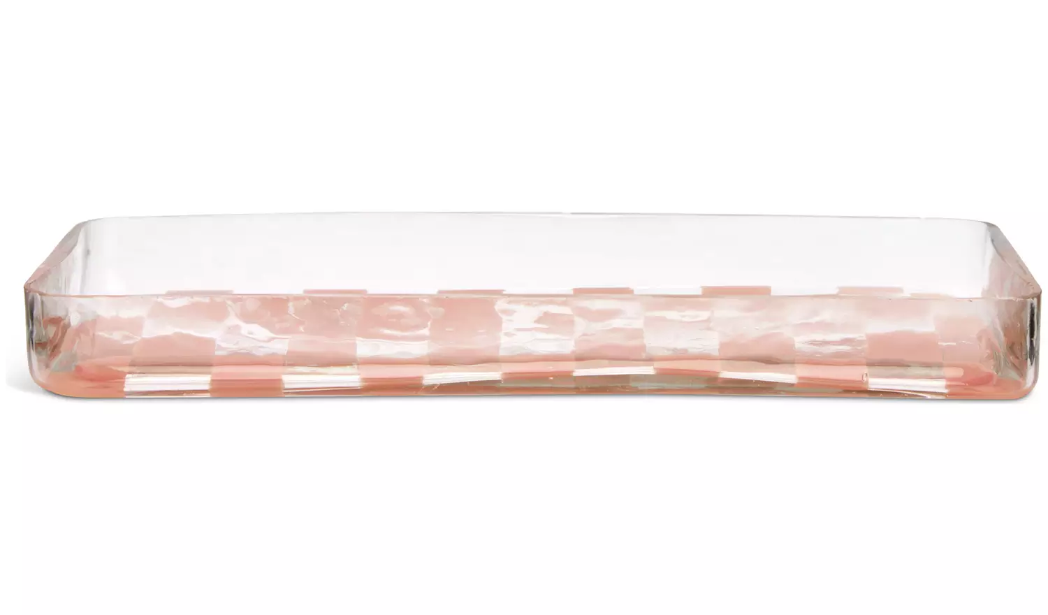 Habitat Checkered Glass Trinket Tray - Pink