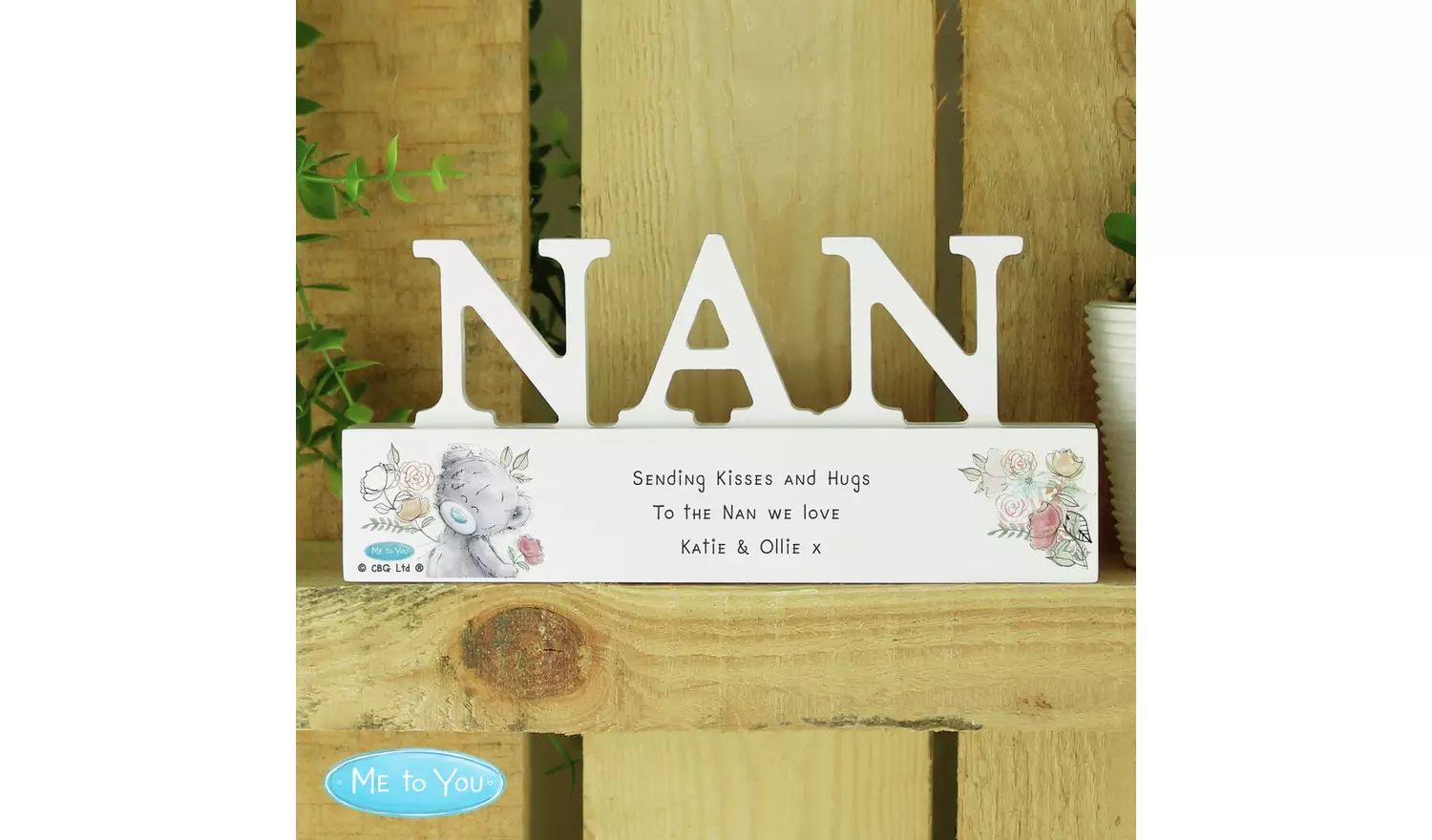 Personalised Message Me To You Wooden NAN Ornament