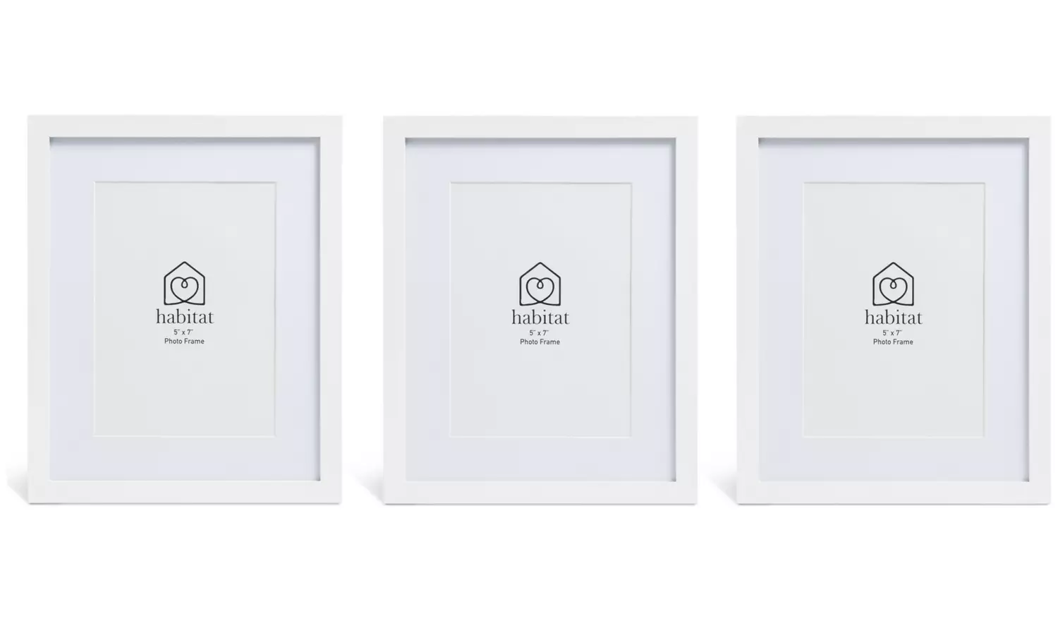 Habitat 3 Pack White Wooden Picture Frames - 5x7