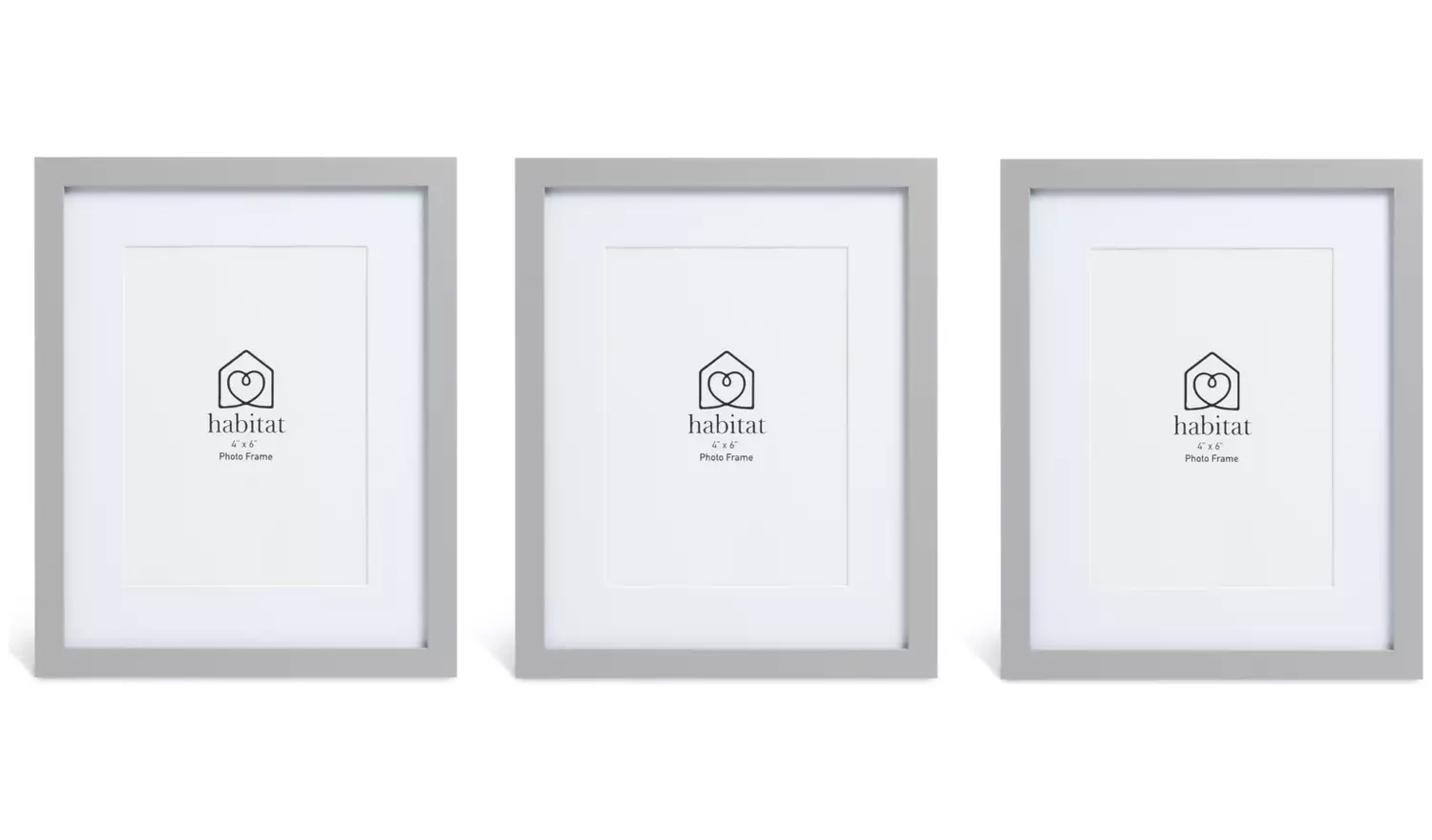 Habitat 3 Pack Grey Wooden Picture Frames - 4x6