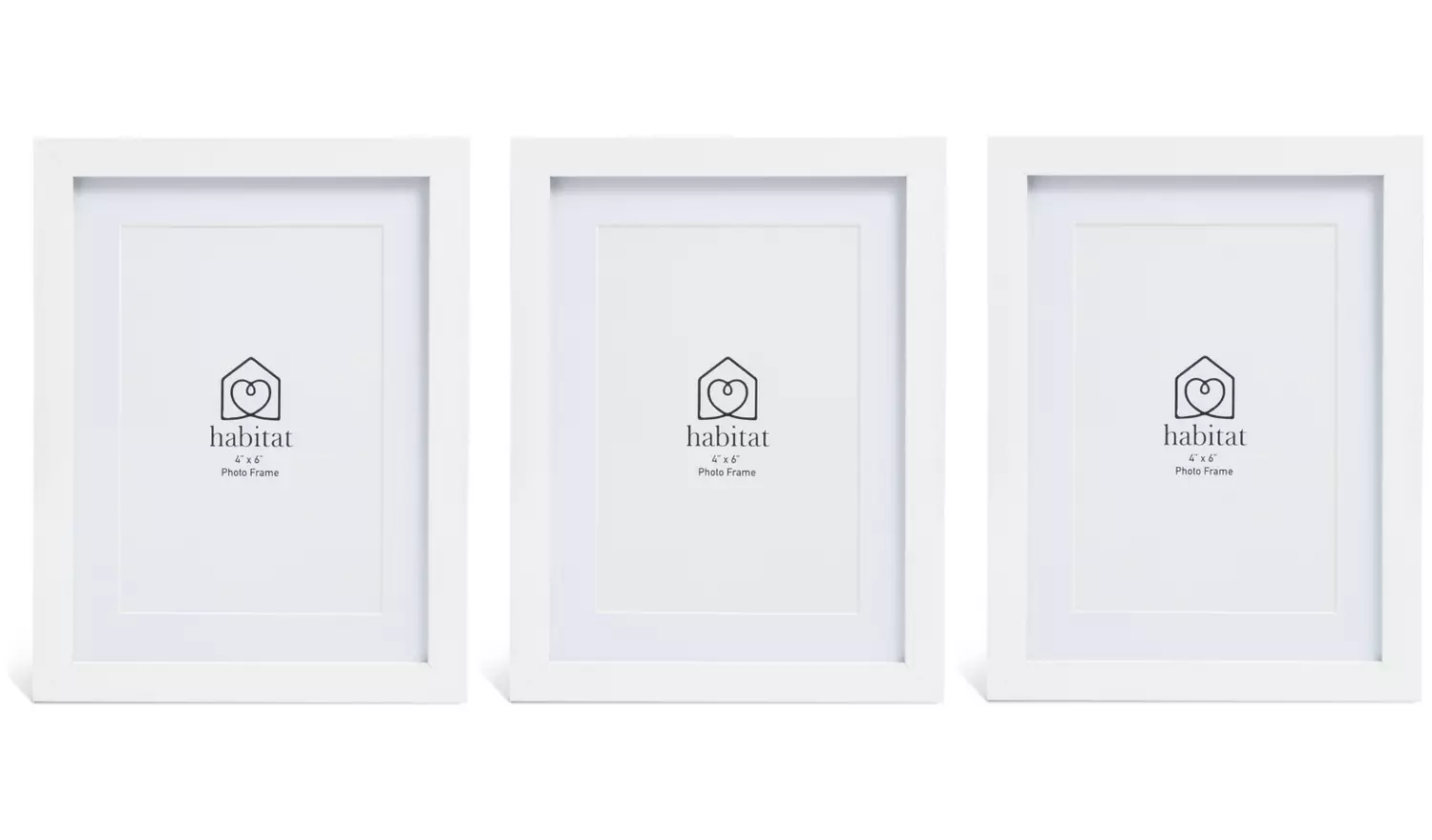 Habitat 3 Pack White Wooden Picture Frames - 4x6
