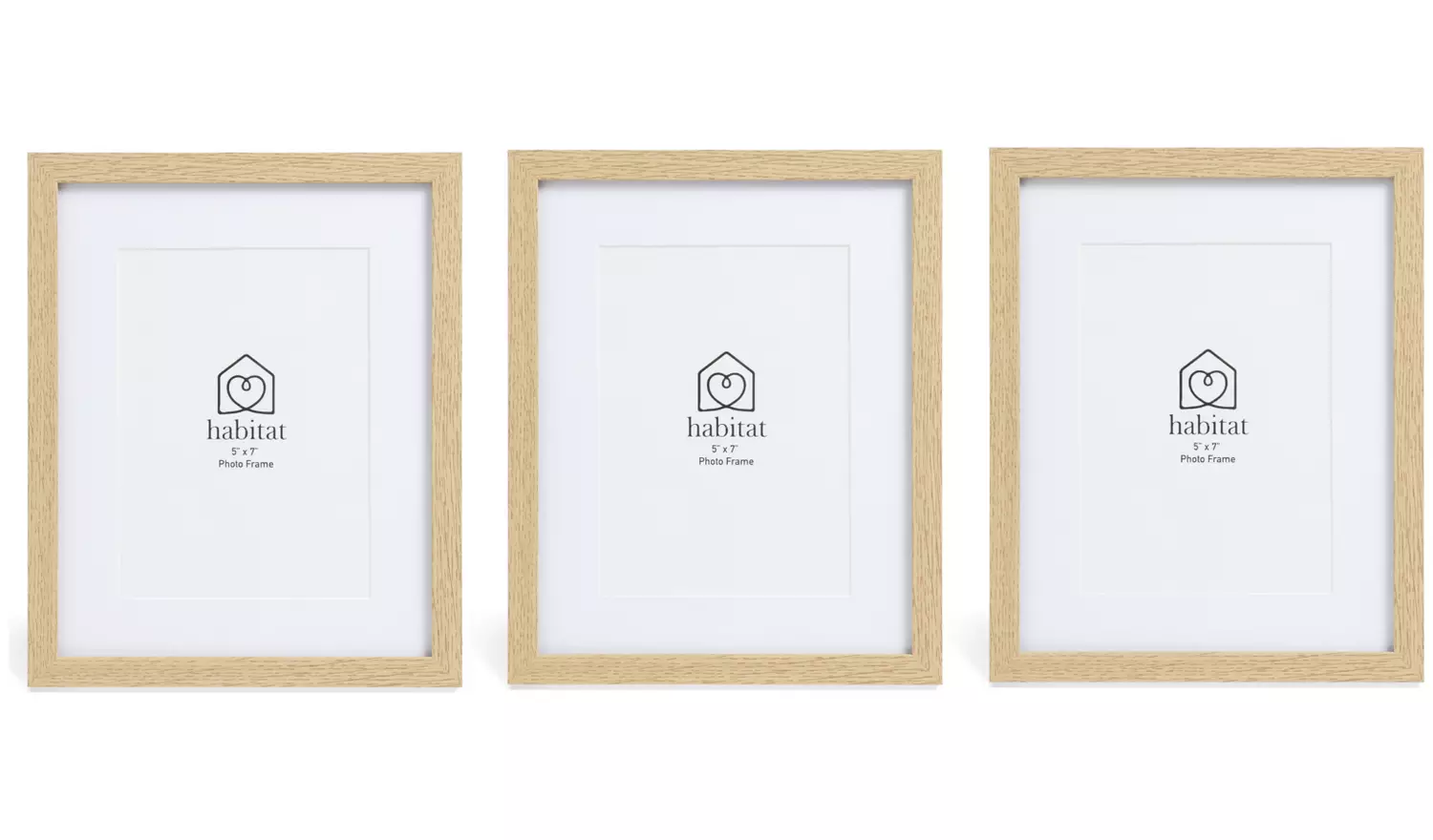 Habitat Wooden Picture Frame - Oak Effect - Pack of 3 - 5x7