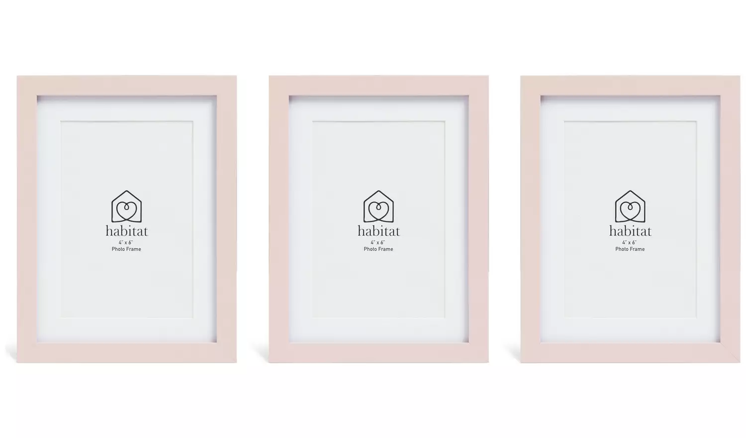Habitat 3 Pack Pink Wooden Picture Frames - 4x6