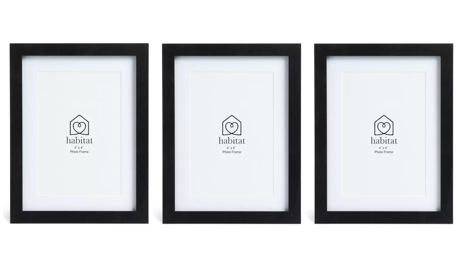Habitat 3 Pack Black Wooden Picture Frames - 4x6